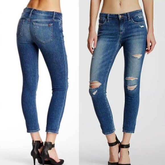 JOE'S JEANS JOES JEANS Keagan Skinny Ankle Distressed Jeans Dark Wash Ripped 25 - Picture 1 of 15
